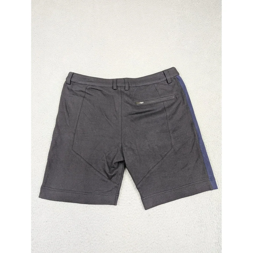 Gray Saks Fifth Avenue Shorts Mens XL Black Blue‎ Side Stripe Zip Fly Pocket